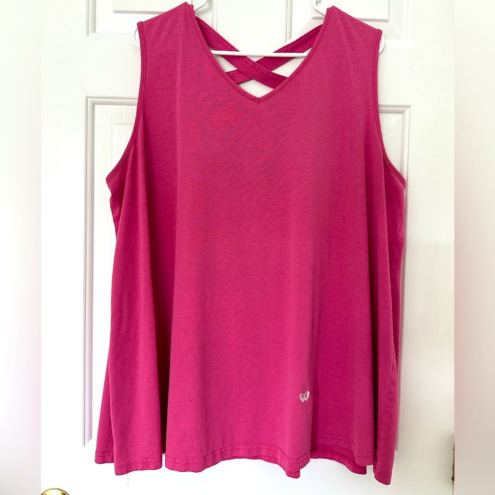 Women's Pink Sleeveless Top with Butterfly Appliqué - L/XL